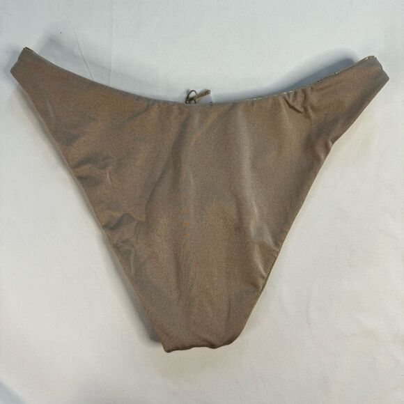 NWT Good American Size 2 M Mink Gold Reversible Metallic Better Bikini Bottom - Picture 8 of 10